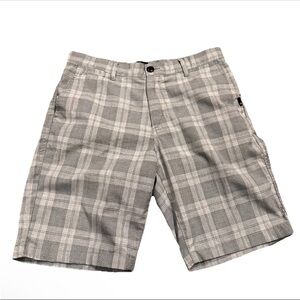 Quiksilver Gray Plaid Casual Beach Golf Chino Shorts Men’s 30 Preppy Vacation
